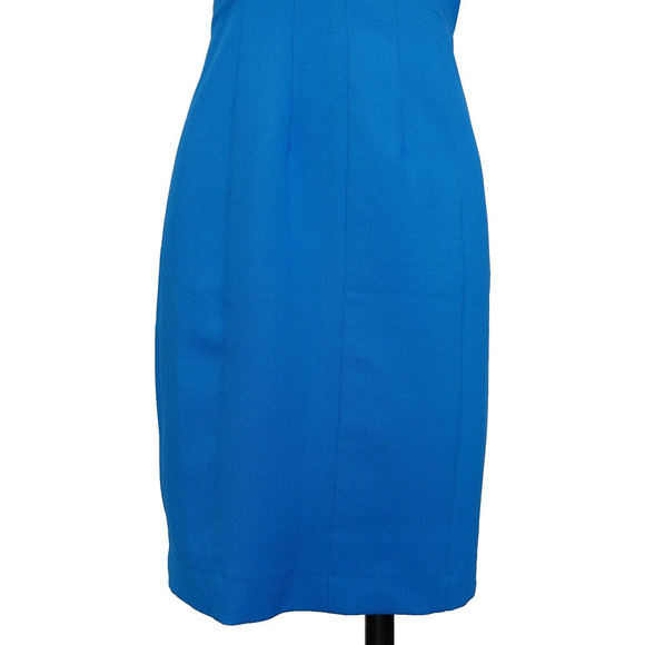 Badgley Mischka Royal Blue Sheath Dress Size 2 Crepe Sleeveless V Neck Classic - Picture 3 of 7